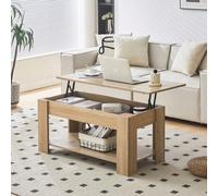 Shein Mesa de centro elevable, escritorio de madera para portátil con compartimento de almacenamiento, mesa auxiliar para salón y sofá con compartimento ocu