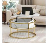 Shein Mesa de centro redonda con tablero elevable, mesa de centro para salón con compartimento oculto, mesa de centro moderna para el hogar y la oficina, me