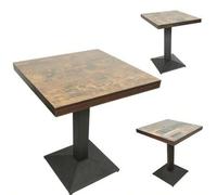 Shein Mesa de comedor cuadrada, de una sola pata, estilo europeo, adecuada para 4 personas, mesa de jardín, mesa de balcón, mesa de cocina, mesa de comedor,