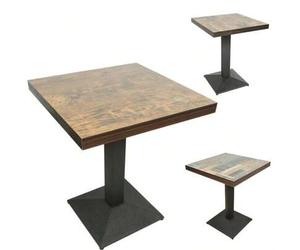 Shein Mesa de comedor cuadrada, de una sola pata, estilo europeo, adecuada para 4 personas, mesa de jardín, mesa de balcón, mesa de cocina, mesa de comedor,