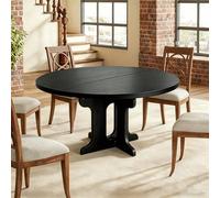 Shein Mesa de comedor extensible de madera, mesa de comedor redonda extensible, estructura moderna con tablero de madera, negra.