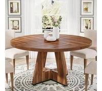 Shein Mesa de comedor redonda, 120 cm de diámetro, mesa de cocina para 4 personas, mesa de estilo rústico para comedor y sala de estar.