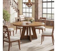 Shein Mesa de comedor redonda, 120 cm de diámetro, mesa de cocina para 4 personas, mesa de estilo rústico para comedor y sala de estar.