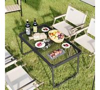 Shein Mesa de malla plegable para exteriores, mesa de picnic portátil para acampar, equipo fácil de almacenar, mesa de café pequeña de aleación de aluminio