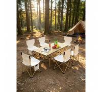 Shein Mesa plegable para exteriores / Mesa de camping portátil de aluminio para exteriores / Mesa de picnic, mesa de barbacoa / Mesa plegable con altura aju