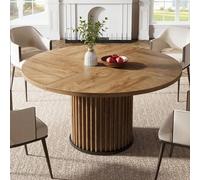 Shein Mesa Redonda Comedor, Mesa Comedor Negra para 4-6 Personas, Mesa de Comedor Redonda de 120cm para Comedor y Sala de Estar