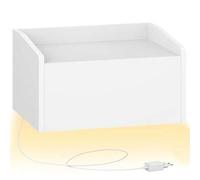 Shein Mesita de Noche Flotante, con luz LED, Mesilla de Noche de Pared, 1 Cajón, Mesa Auxiliar con Cajón, Diseño Moderno para Dormitorio y Sala de Estar, 30