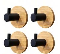Shein Mini gancho de pared con base de bambú de madera, accesorios de cocina, accesorios para el hogar, decoración del hogar, gancho de pared autoadhesivo n