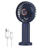 Shein Mini ventilador de mano con 5 velocidades y pantalla digital, ventilador portátil y silencioso para oficina, dormitorio, exterior, recargable