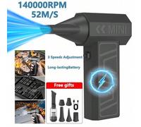 Shein Mini ventilador turbo de 140,000 RPM, soplador de aire eléctrico inalámbrico de mano, motor sin escobillas de 52m/S, soplador de aire de alto rendimie