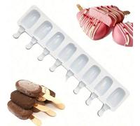 Shein Molde de silicona con 4/8 cavidades con forma ovalada, para hacer chocolate, helado, hornear pasteles y manualidades
