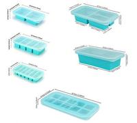 Shein Molde de silicona con tapa para congelar, bandeja extra grande de cubitos de hielo de silicona, recipiente de conservación de alimentos
