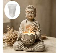 Shein Molde de silicona para portavelas de Buda sentado en loto, estatua de Buda 3D, Buda Zen en loto, molde de silicona para portavelas de Buda sentado en