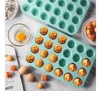 Shein Molde para mini magdalenas de 24 tazas, bandeja de hornear de silicona antiadherente, molde de silicona para pasteles, molde para pudín, herramienta d