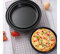 Shein Molde para pizza redondo negro de 6/7/8/9 pulgadas, bandeja para hornear para panadería casera y comercial, molde para pastel, molde para tarta, utens