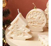 Shein Moldes de silicona con temática navideña con formas de árbol de Navidad, reno, Papá Noel, muñeco de nieve, bola de nieve y talla grande, peso del mold