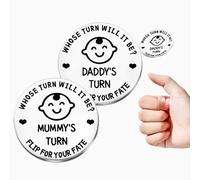 Shein Moneda de decisión para padres de acero inoxidable, moneda conmemorativa de metal de doble cara divertida