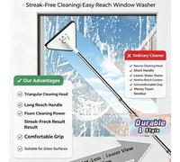 Shein Mopa triangular de limpieza de pared con mango largo de 46.85", viene con 2 almohadillas de limpieza, material de microfibra multifuncional para uso h