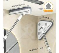 Shein Mopa triangular de pared con mango largo de 46.85", viene con 2 almohadillas de limpieza, material de microfibra multifuncional para uso húmedo y seco