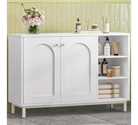 Shein Mueble de Baño, Armario de Almacenaje, con 3 Estantes Abiertos Ajustables y 2 Puertas, Gran Capacidad de Almacenaje, para Baño, Salón, Entrada, Cocina