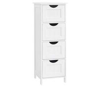 Shein Mueble de baño, de Almacenamiento, Armario de pie, con 4 cajones, 30 x 30 x 82 cm, para salón, Comedor y Cocina, Estilo Moderno, Blanco Mate, Vuelta