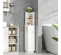 Shein Mueble de baño, mueble esquinero, mueble para inodoro, estante estrecho para baño con estante ajustable, 1 cajón y 2 compartimentos abiertos, 20 x 20