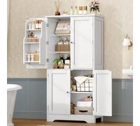 Shein Mueble de cocina multiusos de 4 puertas y aparador con 6 estantes y 2 compartimentos en la puerta, mueble de almacenaje ahorrador de espacio para coci