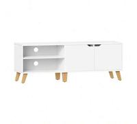 Shein Mueble de TV de 2 Puertas, Soporte de TV con Estantes Ajustables, Largo de 140 cm, para Televisores de 60 Pulgadas, para Salón, Comedor, Dormitorio, B