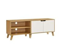 Shein Mueble de TV de 2 Puertas, Soporte de TV con Estantes Ajustables, Largo de 140 cm, para Televisores de 60 Pulgadas, para Salón, Comedor, Dormitorio, R