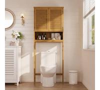 Shein Mueble para lavadora y secadora, armario alto para baño, armario sobre encimera con puertas, estante para inodoro 65 x 22 x 163,5 cm, blanco