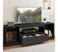 Shein Mueble para TV de 148 cm de altura para televisores de hasta 65 pulgadas con 2 puertas y 3 estantes ajustables: centro de entretenimiento para salón y