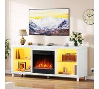 Shein Mueble TV BALCONERA de 148 cm con chimenea eléctrica - calefactor de 1800 W, efecto llama LED 3D, temporizador, termostato y mando a distancia, aparad
