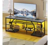 Shein Mueble TV de 160 cm de alto con 2 puertos AC y 2 USB para TV de hasta 70 pulgadas, 7 luces LED RGB con 22 modos, centro de entretenimiento para salón