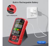Shein Multímetro digital, batería incorporada, probador de voltaje de rango automático, mide voltaje, corriente, capacitancia, resistencia, ciclo de trabajo