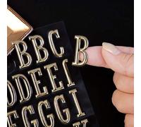 Shein Nuevas pegatinas de letras 3D doradas creativas, 3 hojas de pegatinas de espuma PVC con relieve autoadhesivas reutilizables con letras mayúsculas y mi