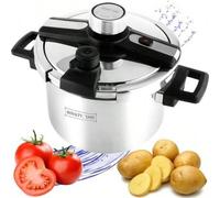Shein Olla a presión de acero inoxidable para cocción rápida, apta para guisos y sopas - Cocción rápida a alta presión con tapa de bloqueo de un solo toque,