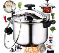 Shein Olla a presión y olla caliente 2 en 1 de acero inoxidable, multicocina de gran capacidad de 7L/9L/11L, cocción rápida, compatible con cocinas de induc