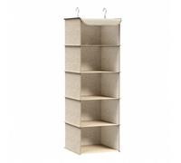 Shein Organizador Armario, Bolsa Colgante de Armario, Plegable, Ahorro de Espacio, con Ganchos Metálicos, Refuerzo de Bambú, Patrón de Lino, Beige Arena