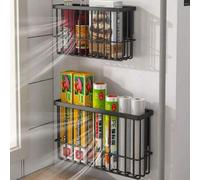 Shein Organizador de almacenamiento de alimentos sobre la puerta, organizador de despensa, estantería colgante de metal resistente, estantería de especias m