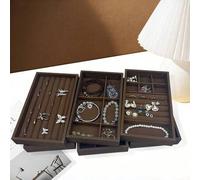 Shein Organizador de bandeja de joyería, caja de exhibición y almacenamiento de collares, aretes y anillos, estuche apilable para joyería, organizador de ma