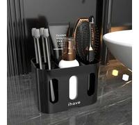 Shein Organizador de baño con 5 ranuras y 2 agujeros para cepillos de dientes eléctricos, soporte para cepillos de dientes para encimera, decoración de otoñ