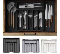 Shein Organizador de cajón expandible, caja de almacenamiento de utensilios ajustable, contenedor de clasificación de tenedores, cucharas y otros cubiertos,