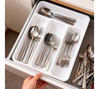 Shein Organizador de cajón para cubertería de 1 pieza, organizador de utensilios de cocina para cajones pequeños, bandeja de almacenamiento para tenedores y