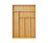 Shein Organizador de cubiertos de bambú para cajón, organizador de cubiertos de cocina, bandeja para cubiertos, caja de herramientas (color natural)
