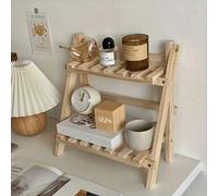 Shein Organizador de escritorio plegable de madera hecho a mano, estantería de exhibición de escritorio en forma de trapecio, estantería de almacenamiento d