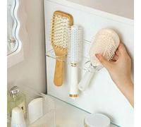 Shein Organizador de herramientas para el cabello, soporte para cepillo de pelo, soporte de pared para rizador, almacenamiento de baño sin taladro, estante