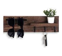 Shein Organizador de llaves montado en la pared, estantería de almacenamiento decorativa para la entrada con ganchos para colgar llaves, correas de perro, g