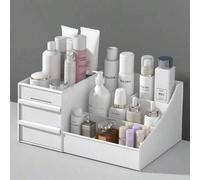 Shein Organizador de maquillaje multifuncional de acrílico con cajones y divisores extraíbles, estante de almacenamiento para escritorio para suministros de