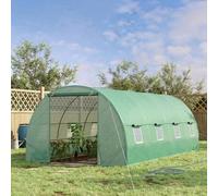 Shein Outsunny Invernadero de Túnel 600x300x200 cm Invernadero de Jardín con Puerta Enrollable 8 Ventanas Cubierta PE 140g/m² y Tubo de Acero para Cultivos