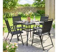 Shein Outsunny Juego de 4 Sillas de Jardín Exterior Plegables, Sillas Terraza Exterior con Reposabrazos, Respaldo y Asiento de PP, Marco Metálico, 55x63x93